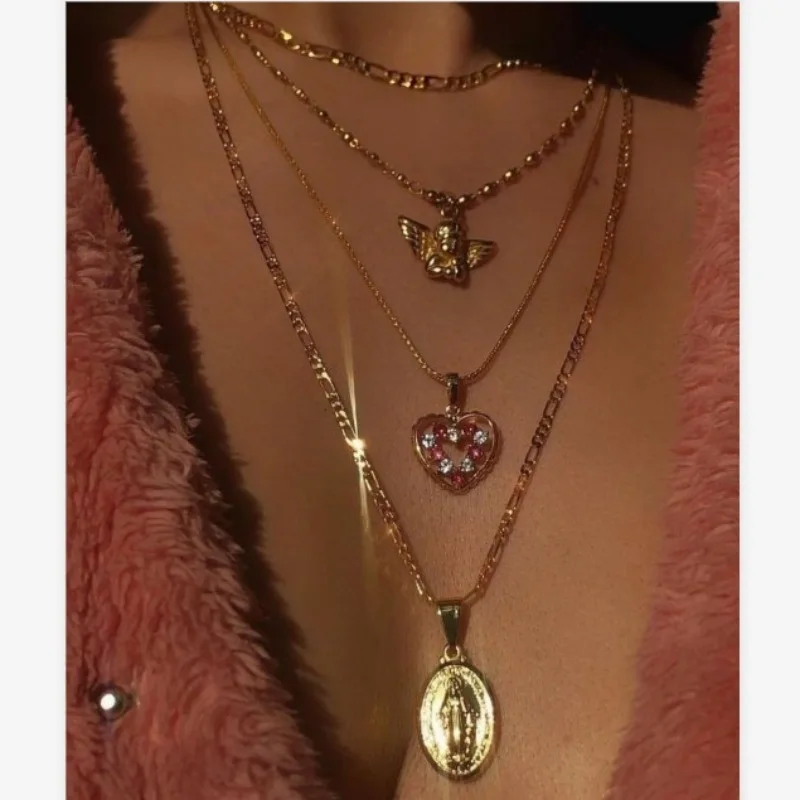 2020 Hot Sale European And American Diamond Angel Love Heart Pendant ladies Multi-layer Necklace Jewelry
2020 Hot Sale European And American Diamond Angel Love Heart Pendant ladies Multi-layer Necklace Jewelry