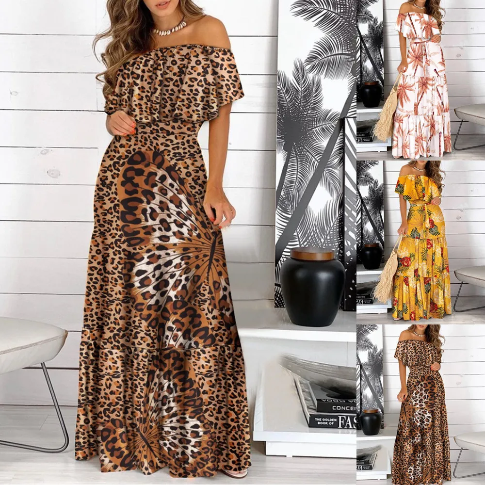2021 Women Summer Tropical Print Halter Backless Stacked Ruffles Dress Vacation Short Sleeve Sexy Ladies Boho Beach Dress Floral, Shown
2021 Women Summer Tropical Print Halter Backless Stacked Ruffles Dress Vacation Short Sleeve Sexy Ladies Boho Beach Dress Floral, Shown