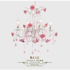 Wrought Iron Candle Ceramic Flower Home Lobby Entryway Bedroom LED Crystal Lamp Chandelier Pendant Light