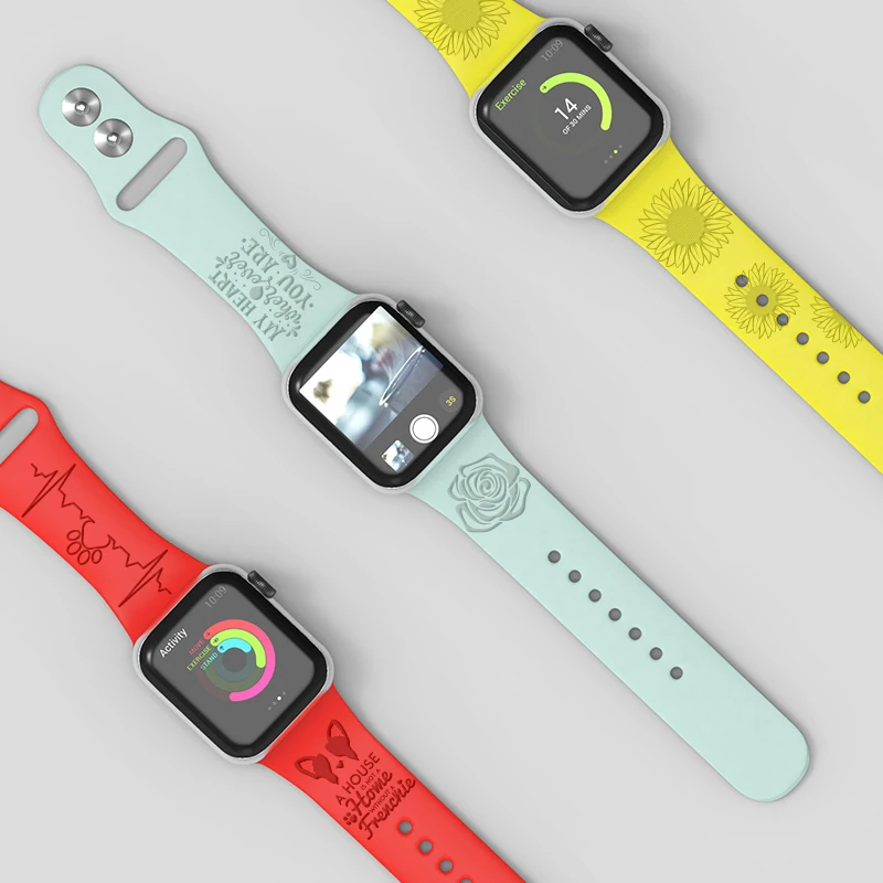 OEM Custom Color Fill Personalized Engraved Strap Good Quality Silicone Laser-Engraved Watch Band for I Watch Series 5 Watch
OEM Custom Color Fill Personalized Engraved Strap Good Quality Silicone Laser-Engraved Watch Band for I Watch Series 5 Watch
