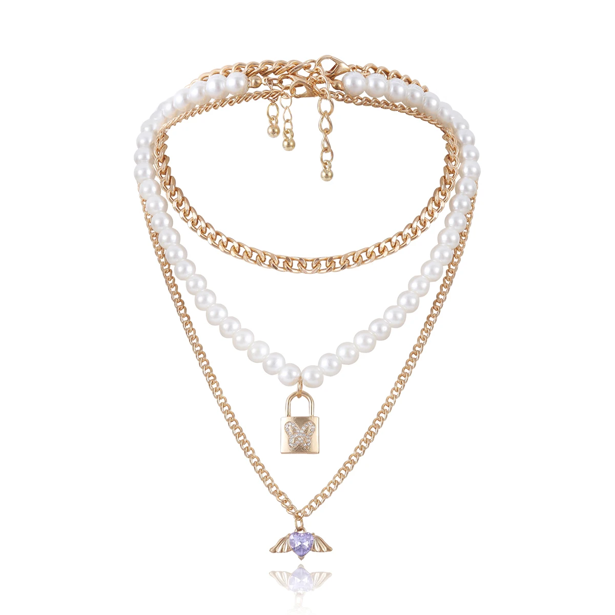 Simple heart-shaped wing chain necklace temperament design feeling butterfly micro inlay Lock Necklace
Simple heart-shaped wing chain necklace temperament design feeling butterfly micro inlay Lock Necklace