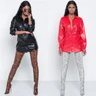 wholesale latest design 2020 sexy PU leather long sleeve blouse women street wear