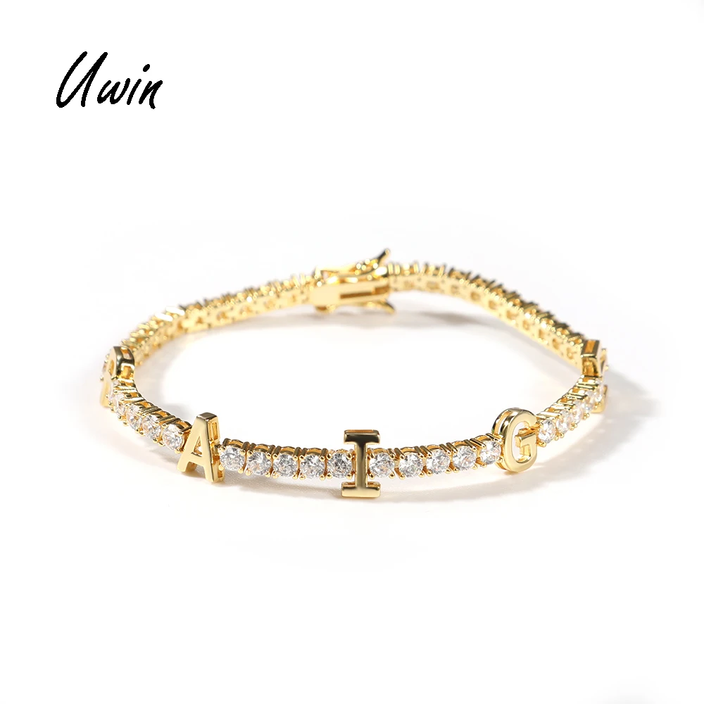 UWIN Custom Hip Hop Icy Tennis Chain Zirconia Letter Charm Bracelets Fashion Letters Charms Bracelet Women Men Jewelry, Gold and silver color
UWIN Custom Hip Hop Icy Tennis Chain Zirconia Letter Charm Bracelets Fashion Letters Charms Bracelet Women Men Jewelry, Gold and silver color