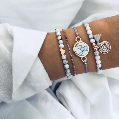 Fashion European Style Multilayers White Color Natural Stone Bracelets Turquoise Beads Tassel Bracelets for Women
Fashion European Style Multilayers White Color Natural Stone Bracelets Turquoise Beads Tassel Bracelets for Women