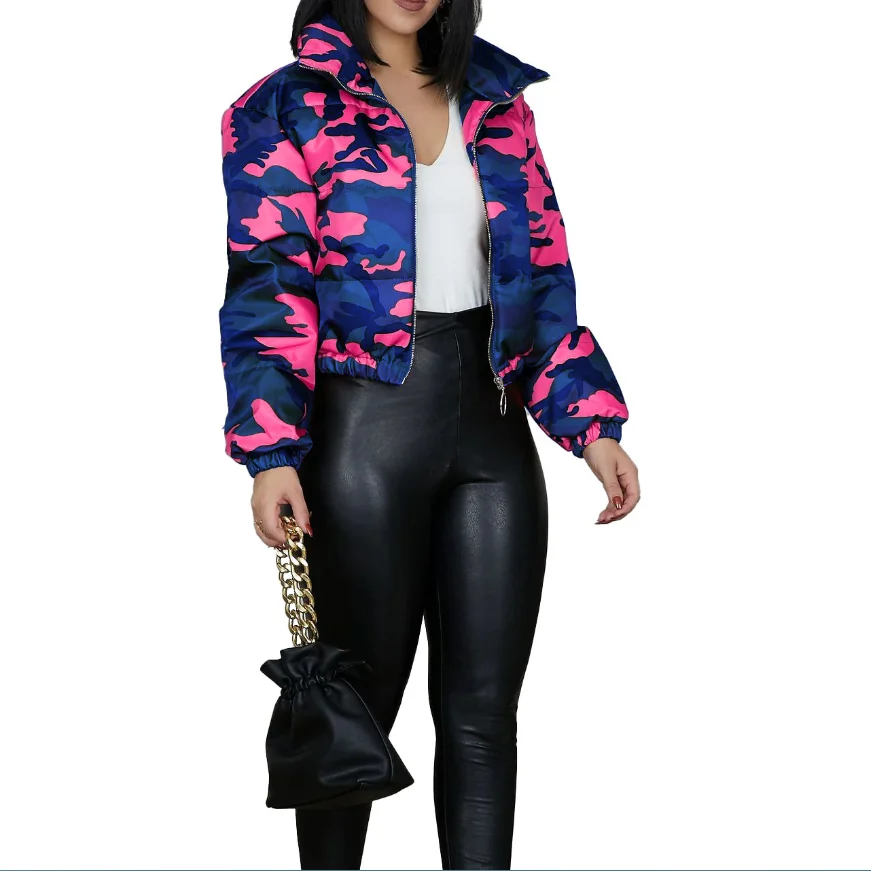 Winter Women Short Parka High Collar Full Sleeve Zipper Camouflage Print Coat High Street Outer Night Club Jacket Top short coat
Winter Women Short Parka High Collar Full Sleeve Zipper Camouflage Print Coat High Street Outer Night Club Jacket Top short coat