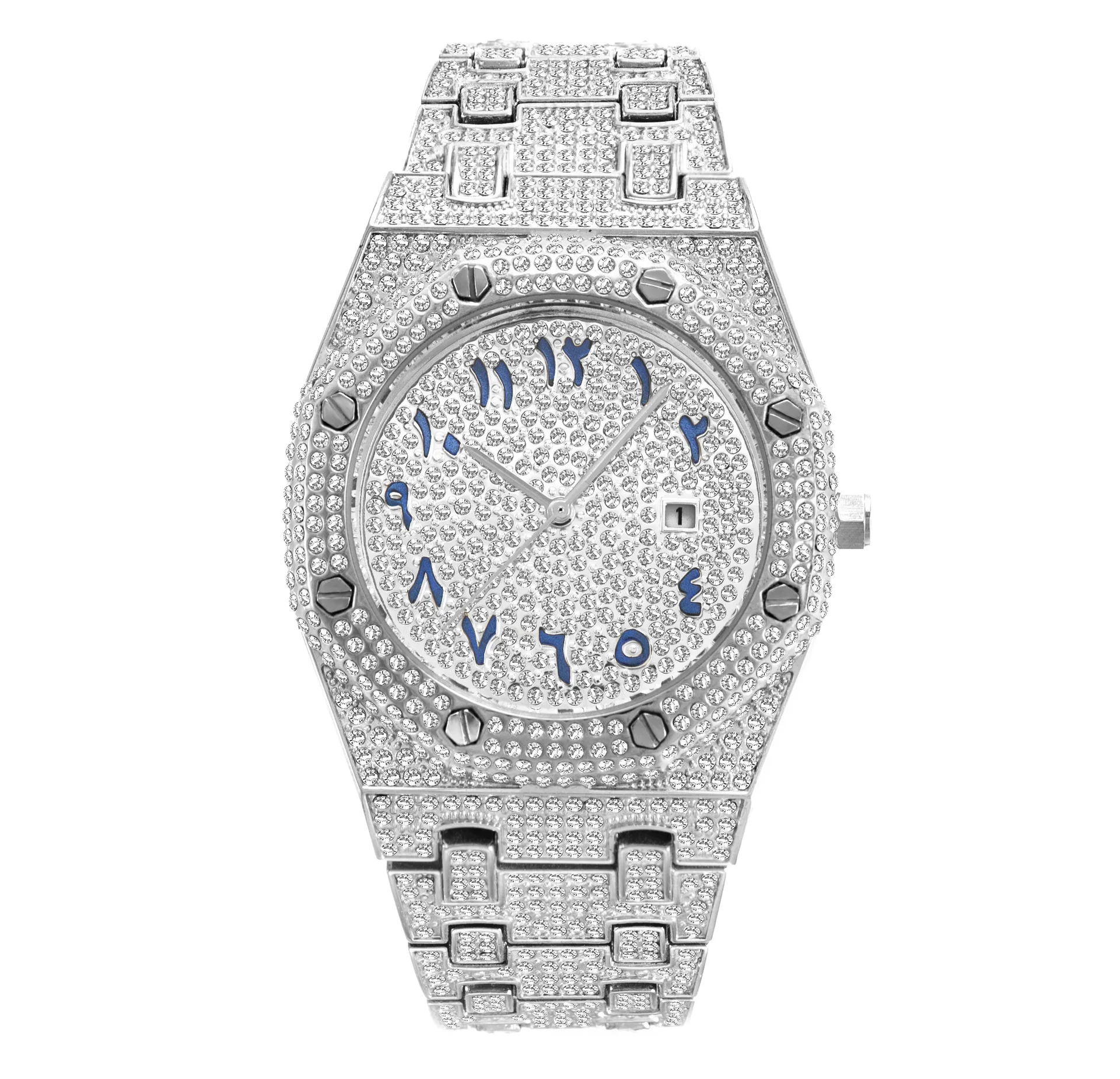 2022 New Hip Hop Jewelry Good Quality Waterproof Watch Full Diamond Dial Blue Arabic Numeral Quartz Watch For Men
2022 New Hip Hop Jewelry Good Quality Waterproof Watch Full Diamond Dial Blue Arabic Numeral Quartz Watch For Men