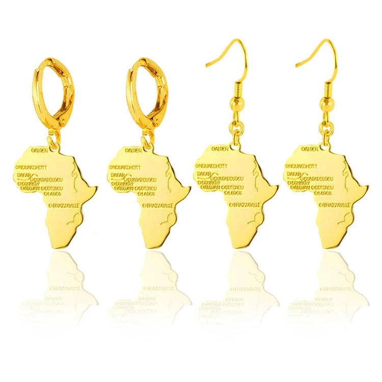 Wholesale Hip Hop Rock Africa Map Shaped Stud Gold African Dangle Earrings High Quality
Wholesale Hip Hop Rock Africa Map Shaped Stud Gold African Dangle Earrings High Quality