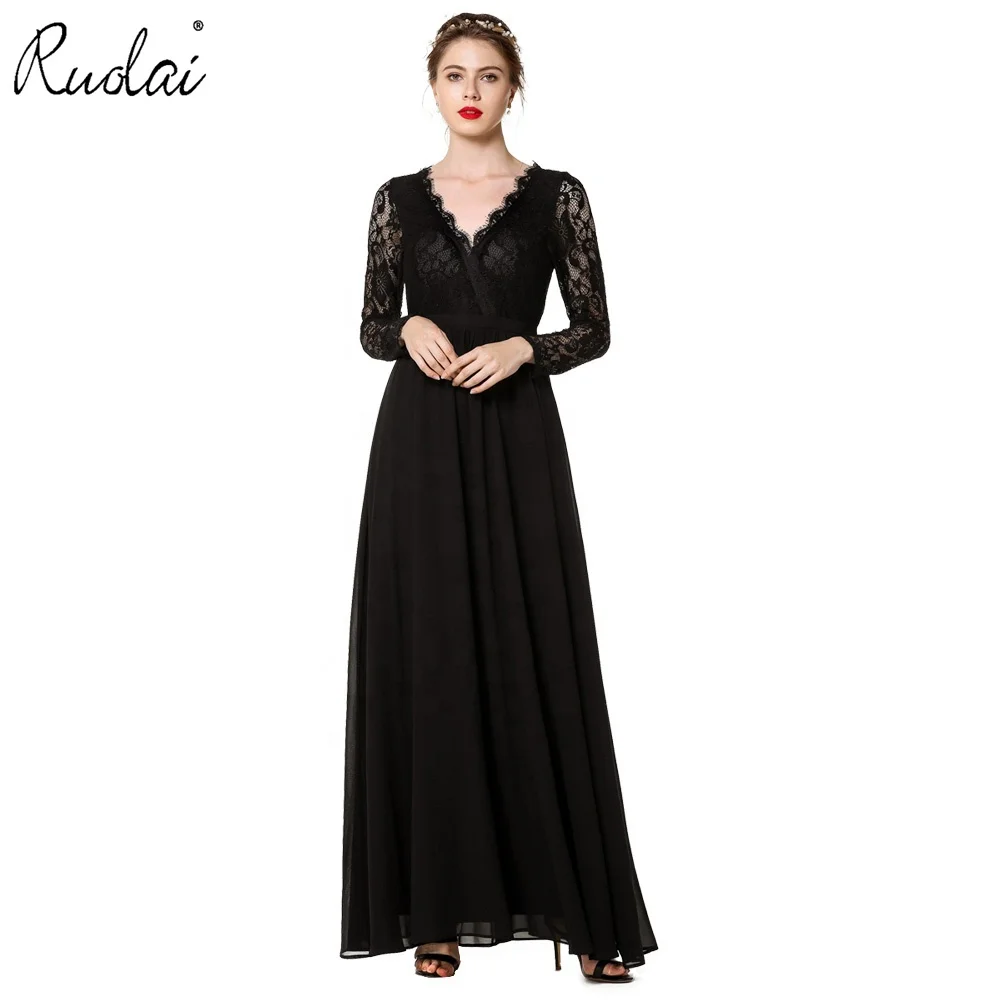 Ruolai BWB2001 Simple A-line Black V-neck Lace Long Sleeve Bridesmaid Dresses
Ruolai BWB2001 Simple A-line Black V-neck Lace Long Sleeve Bridesmaid Dresses