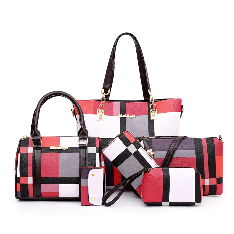 New trends contrast color waterproof Lightweight ladies pu handbags set 6pcs, Black red brown green blue
New trends contrast color waterproof Lightweight ladies pu handbags set 6pcs, Black red brown green blue