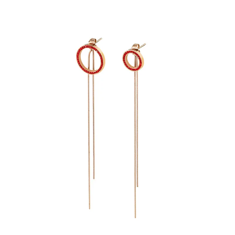Fashion Jewelry 2022 Earrings Free Shipping Rose Gold Statement OEM Stainless Steel Long Tassel Red Zircon Earring In Bulk
Fashion Jewelry 2022 Earrings Free Shipping Rose Gold Statement OEM Stainless Steel Long Tassel Red Zircon Earring In Bulk