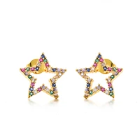BAOYAN Fashion Trendy Rainbow Rhinestone Hollow Star Gold Plated Copper Stud Earrings
BAOYAN Fashion Trendy Rainbow Rhinestone Hollow Star Gold Plated Copper Stud Earrings