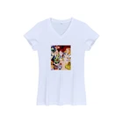 2019 Wholesale fashion design custom printing 100% polyester v-neck women white t-shirt