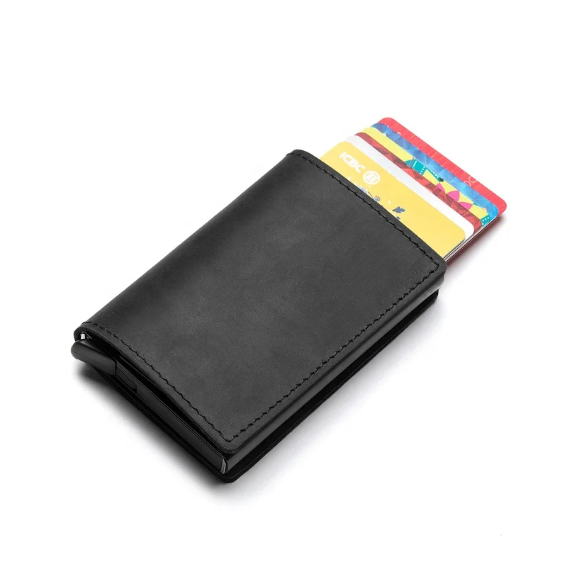 Genuine Leather + Aluminum Automatic Credit Card Case For Men RFID Blocking Metal + Real Leather Card Holder Wallet
Genuine Leather + Aluminum Automatic Credit Card Case For Men RFID Blocking Metal + Real Leather Card Holder Wallet