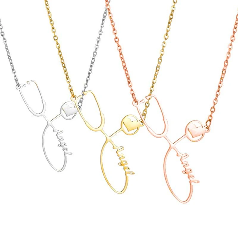 Nurse Doctor Gift Gold plated Custom Name Stainless Steel Personalized Stethoscope Necklace, Picture
Nurse Doctor Gift Gold plated Custom Name Stainless Steel Personalized Stethoscope Necklace, Picture
