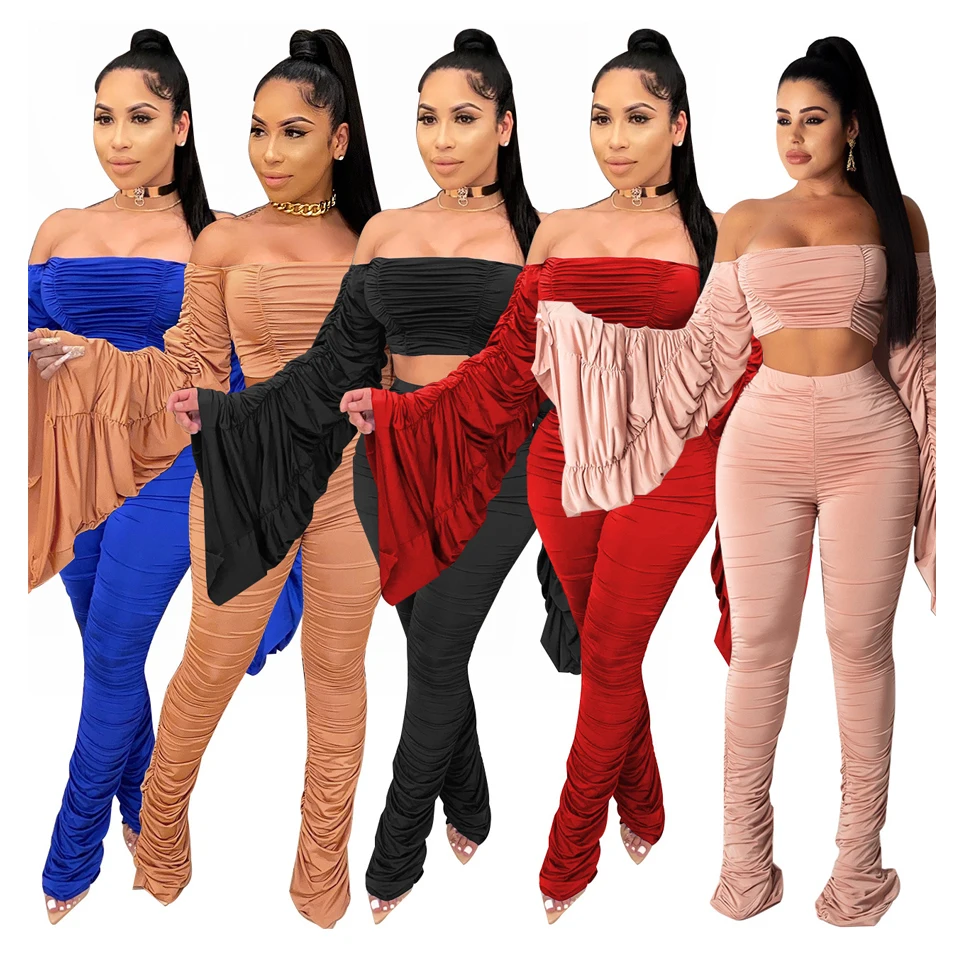 2021 Women's 2 Piece Set Women Sexy Off Shoulder Pleated Pants Woman Sports Two Pieces Sets Womens Jogging Set
2021 Women's 2 Piece Set Women Sexy Off Shoulder Pleated Pants Woman Sports Two Pieces Sets Womens Jogging Set