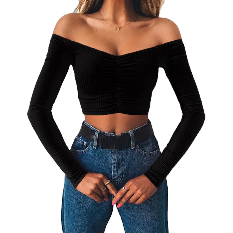 Women T-shirts Sexy and Club Fashion Female T-shirt Long Sleeve Off Shoulder Solid Color Lady Tshirt Autumn Basic Tees
Women T-shirts Sexy and Club Fashion Female T-shirt Long Sleeve Off Shoulder Solid Color Lady Tshirt Autumn Basic Tees