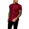 /product-detail/latest-100-cotton-casual-mens-burgundy-stand-collar-stretch-skinny-shirt-62426200820.html
