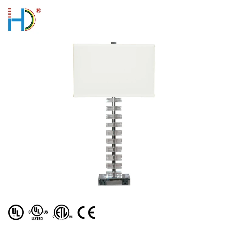 China Customized Guest Room Light Chrome Project Table Lamp With Parchment Lampshade