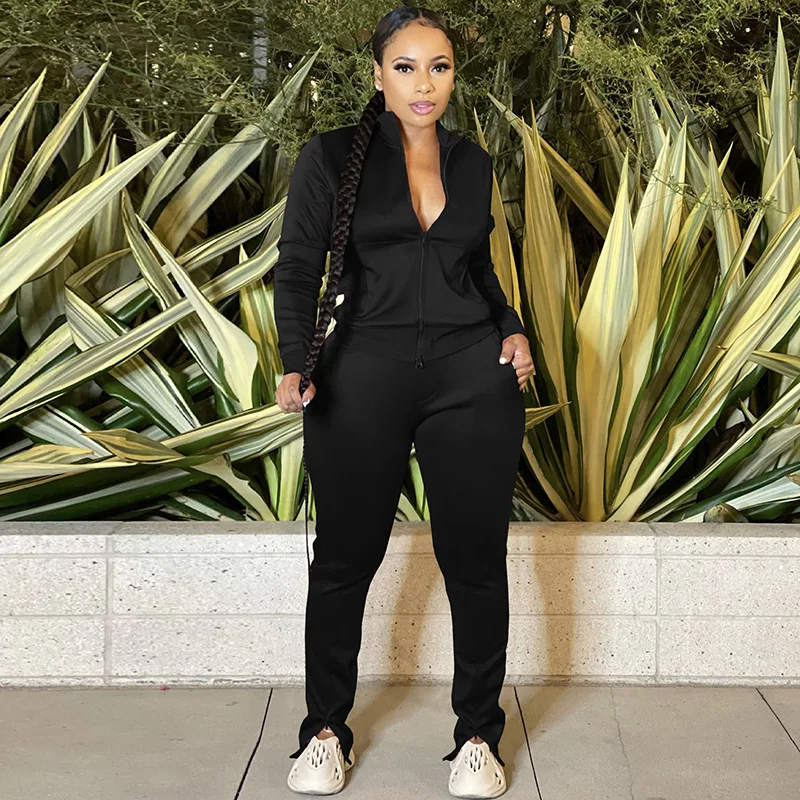 Fashion New Zipper Track Suit Cardigan And Long Pants Women Solid Two Piece Pants Set
Fashion New Zipper Track Suit Cardigan And Long Pants Women Solid Two Piece Pants Set