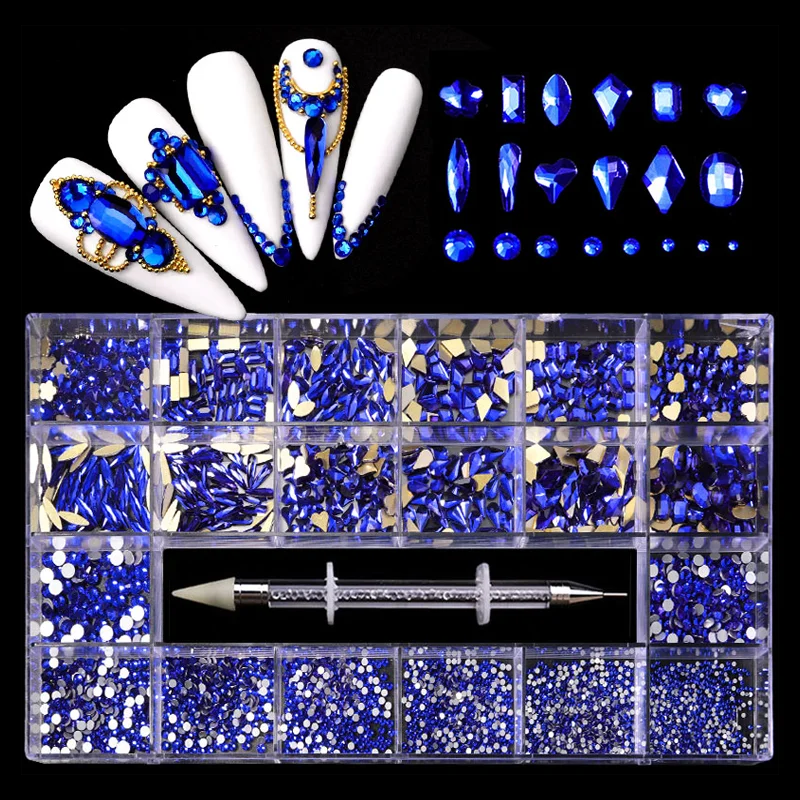 Sapphire blue Nail Art Mix Shape Fancy Shaped In Box Flat Bottom Glass nail rhinestone art decoration rhinestones
Sapphire blue Nail Art Mix Shape Fancy Shaped In Box Flat Bottom Glass nail rhinestone art decoration rhinestones