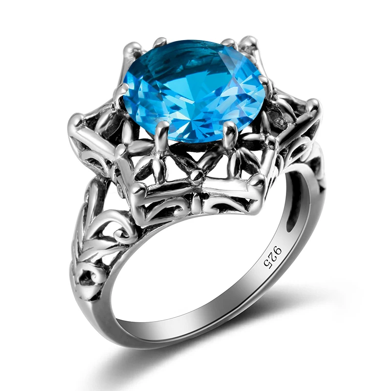 Wholesale Jewelry Vintage Women Rings Stone Round Blue Topaz Sterling SIlver Boho Hexagram Six-Pointed Star Ring
Wholesale Jewelry Vintage Women Rings Stone Round Blue Topaz Sterling SIlver Boho Hexagram Six-Pointed Star Ring