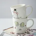 Ceramic Silk Ceramic Tea Cup Coffee Mug Ceramic White Porcelain Mug with Silk Screen Design