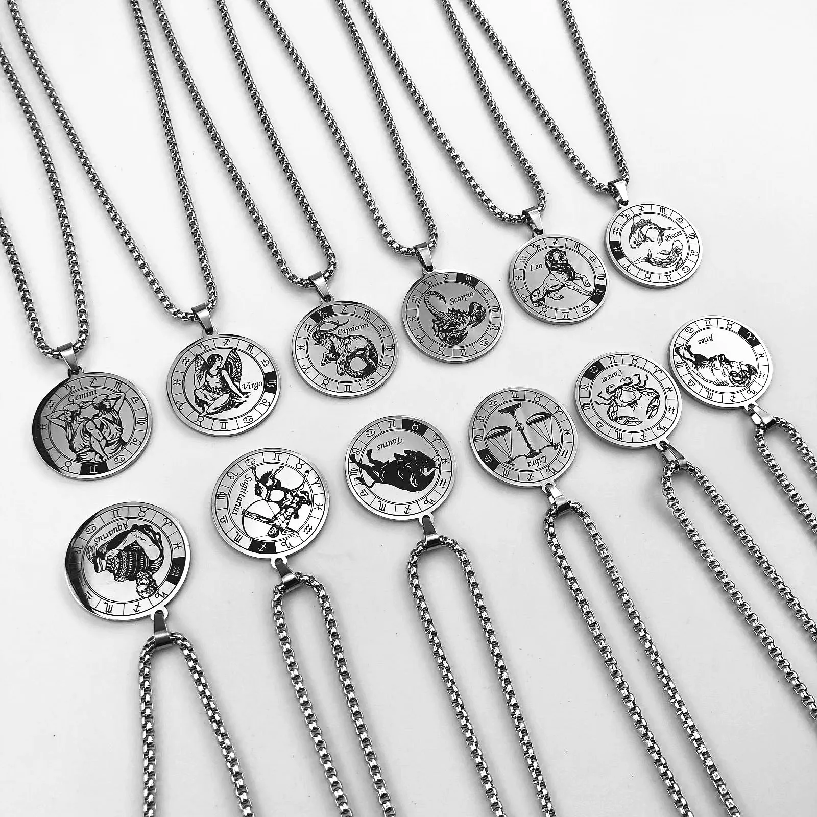 Personalized 12 Zodiac Stainless Steel Pendant Necklace Creative Titanium Steel Zodiac Sign Necklace for Women Men
Personalized 12 Zodiac Stainless Steel Pendant Necklace Creative Titanium Steel Zodiac Sign Necklace for Women Men