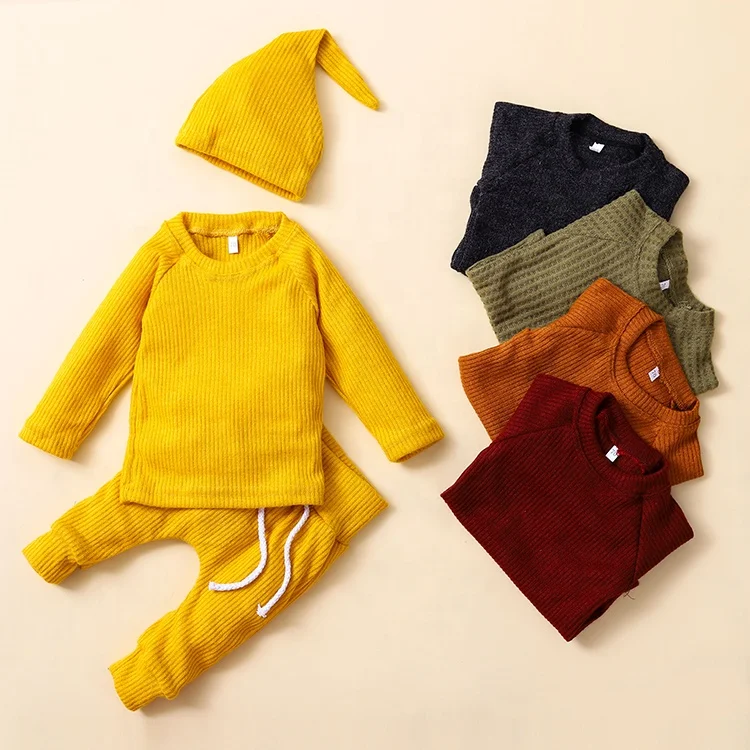 Newborn Baby Unisex Clothes Solid Spring Kids Romper Long Pant Hat 3pcs Baby Outfit Clothes Set
Newborn Baby Unisex Clothes Solid Spring Kids Romper Long Pant Hat 3pcs Baby Outfit Clothes Set