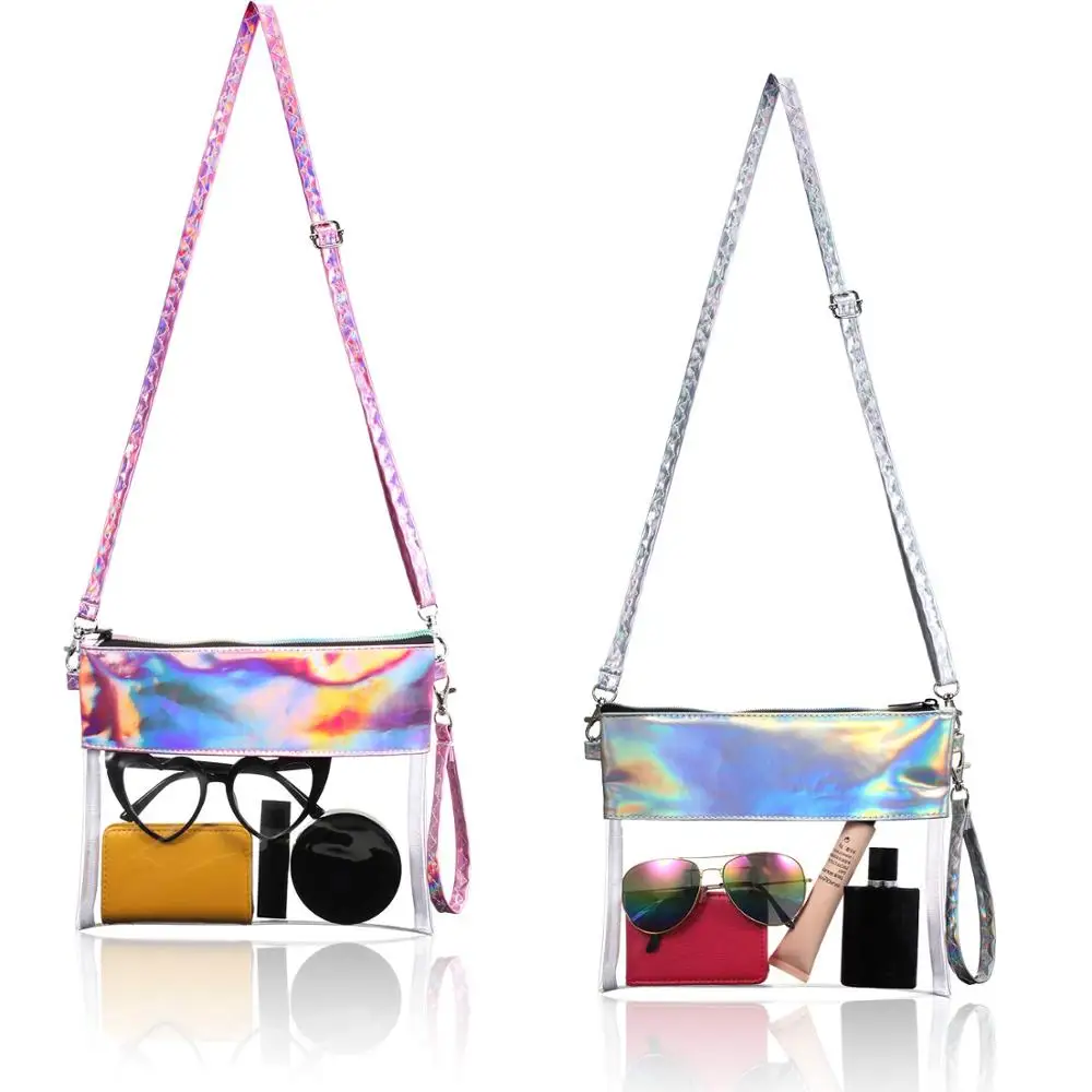 Clear Holographic Leather Stadium Approved Transparent Shoulder Tote Bag Iridescent Crossbody Purse Bag with Adjustable Straps
Clear Holographic Leather Stadium Approved Transparent Shoulder Tote Bag Iridescent Crossbody Purse Bag with Adjustable Straps