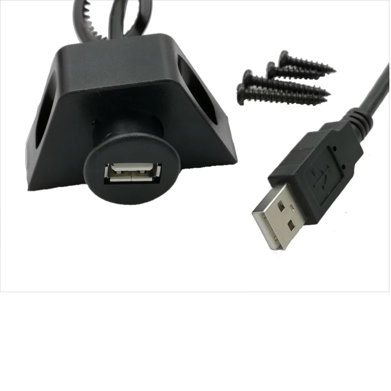 USB 2.0 Male to Female Flush Panel Mount Extension Cable for Car Truck Boat Motorcycle Dashboard, (Round Head) (6Feet/2m) - ANKUX.COM