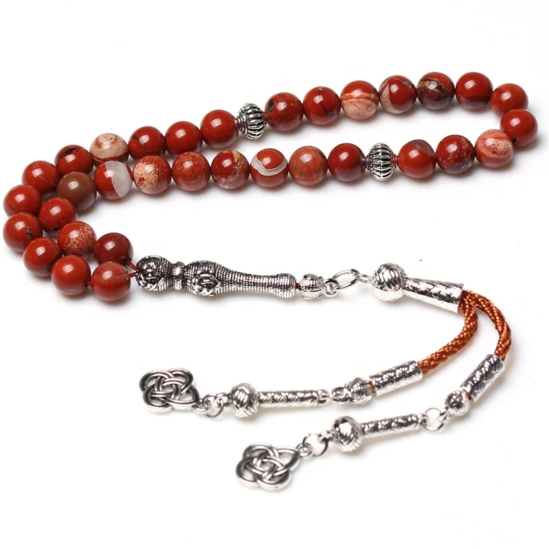 New beaded necklace natural red jasper islamic prayer beads sibha misbaha 
New beaded necklace natural red jasper islamic prayer beads sibha misbaha