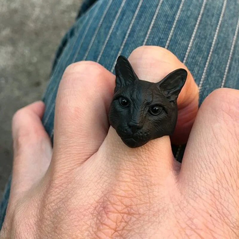 New Trendy Personalized Cute Adjustable Big Head Cat Ring Silver Black Color Plated Men Fashion Animal Cat Rings Women Jewellery, Antique silver,antique bronze,black
New Trendy Personalized Cute Adjustable Big Head Cat Ring Silver Black Color Plated Men Fashion Animal Cat Rings Women Jewellery, Antique silver,antique bronze,black