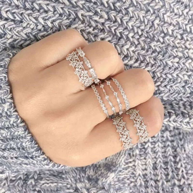 8 Pcs/Set Simple Women Rings Set Leaf Flower Geometric Crystal Finger Joint Silver Color Ring Fashion Wedding Party Jewelry, Silver,gold
8 Pcs/Set Simple Women Rings Set Leaf Flower Geometric Crystal Finger Joint Silver Color Ring Fashion Wedding Party Jewelry, Silver,gold