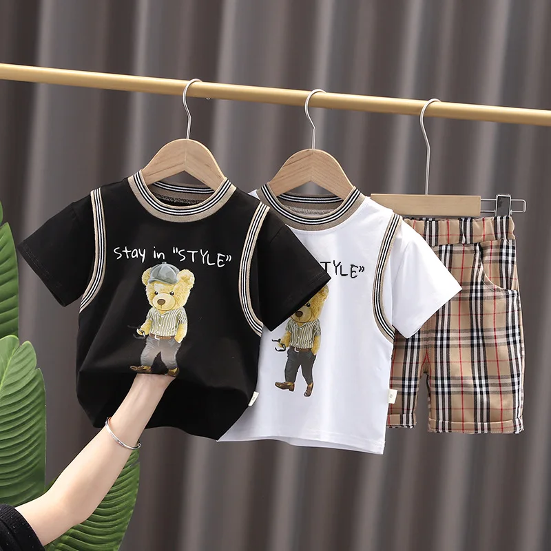 Wholesale Fsahion Summer Short Sleeve T-shirt+Shorts 2pcs Print Pattern Casual Baby Boy Outfits, 2 colors
Wholesale Fsahion Summer Short Sleeve T-shirt+Shorts 2pcs Print Pattern Casual Baby Boy Outfits, 2 colors