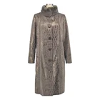 Fashion brand suede loose and casual real fur collar women coat stand collar winter plus size coat for wholesale