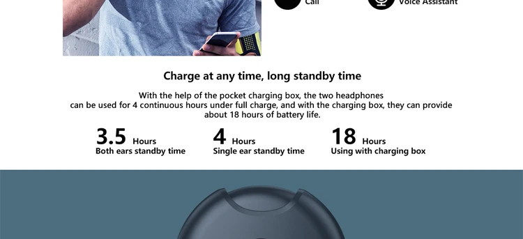 New Zeblaze Zepods TWS 5.0 Bluetooth Headset Wireless Call Smart Binaural Button Switch 500mAh Charging Box Wireless Charging - ANKUX.COM