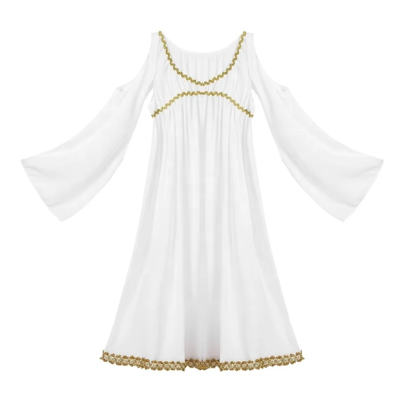 KYO Kids Girls Long Sleeves V-neckline Gold Trim Halloween Greek Princess Roleplay Dress
KYO Kids Girls Long Sleeves V-neckline Gold Trim Halloween Greek Princess Roleplay Dress