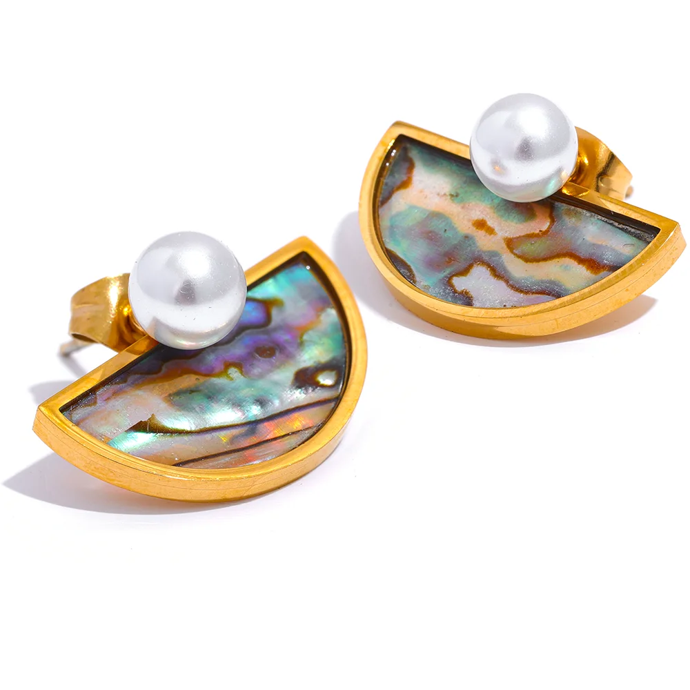 JINYOU 558 New Vintage Natural Shell Stainless Steel Geometric Stud Earrings Pearls 18K Gold Color Plated Jewelry
JINYOU 558 New Vintage Natural Shell Stainless Steel Geometric Stud Earrings Pearls 18K Gold Color Plated Jewelry
