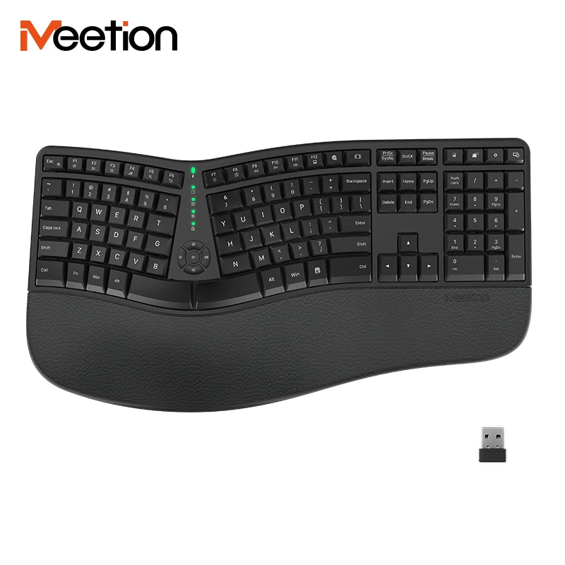 

Meetion Usb Desktop Membrane USB 2.0 ABS Mt-directorw Split Keyboard Layout Wireless Ergonomic Keyboard Black Wired Lenovo Key