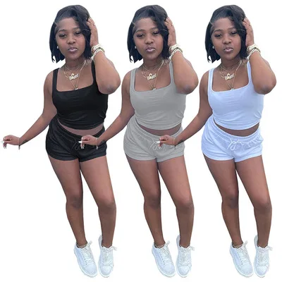 B35991A 2021 casual woman clothing set pure color fitness shorts set, Black/white/pink/gray/green
B35991A 2021 casual woman clothing set pure color fitness shorts set, Black/white/pink/gray/green