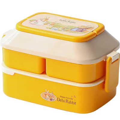 Portable food grade plastic lunch box 950ml handle food container students with cartoon lunch box microwaveable S+P
Portable food grade plastic lunch box 950ml handle food container students with cartoon lunch box microwaveable S+P