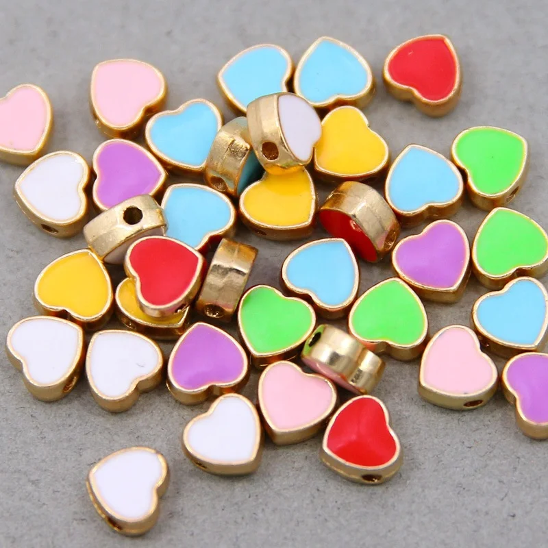 

Multicolor Small Alloy Hearts Spacer Beads drop oil gold plated Charms fit DIY Bracelets Necklaces Handmade Jewelry Accessories, Picture shows