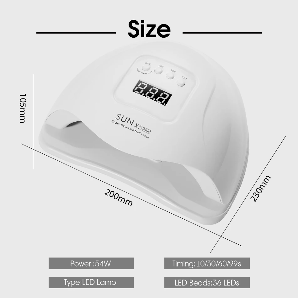 MIQMI personal SunX5 Plus lamp uv led 54w led nail dryer for gel nails salon mini portable led/uv nails lamps lampara uv home, White
MIQMI personal SunX5 Plus lamp uv led 54w led nail dryer for gel nails salon mini portable led/uv nails lamps lampara uv home, White