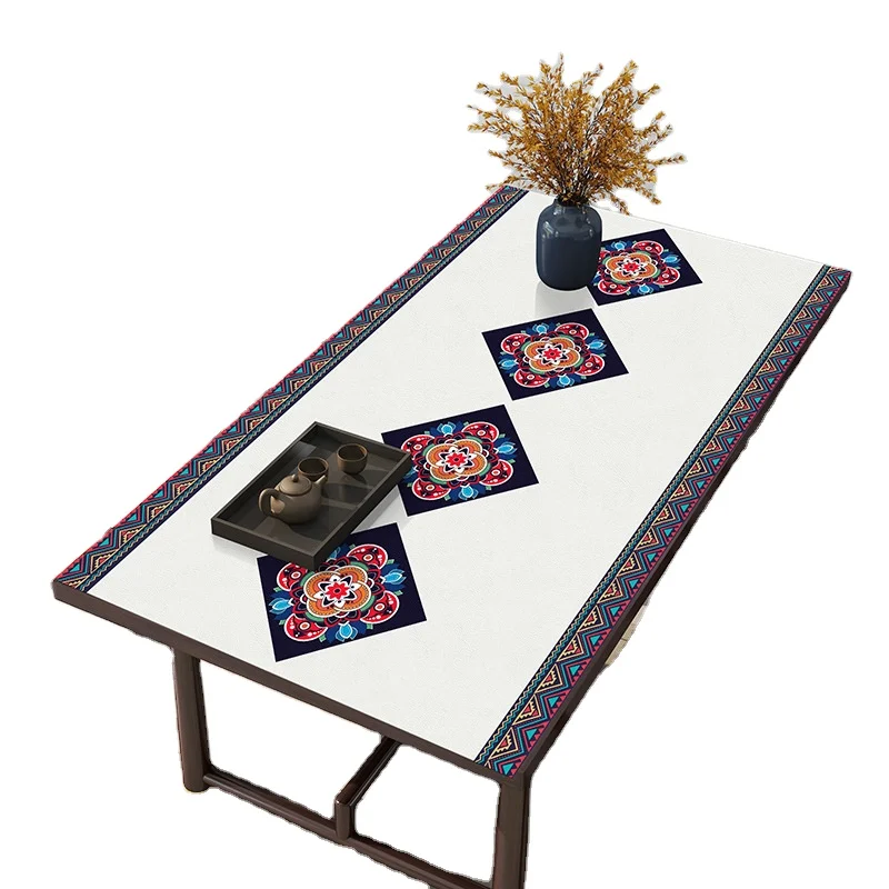 Custom rectangle round oval tablecloth bohemia style table cloth pvc leather printing table protector
Custom rectangle round oval tablecloth bohemia style table cloth pvc leather printing table protector