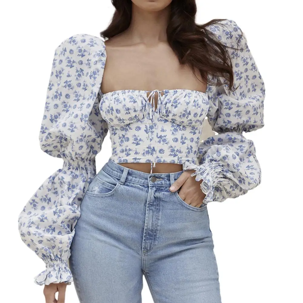2021 spring women's sexy fashion floral trumpet sleeve T-shirt lace-up folds cropped crop top, Red, khaki, green, black, pink,yellow, white, blue, gray, skin, coffee
2021 spring women's sexy fashion floral trumpet sleeve T-shirt lace-up folds cropped crop top, Red, khaki, green, black, pink,yellow, white, blue, gray, skin, coffee