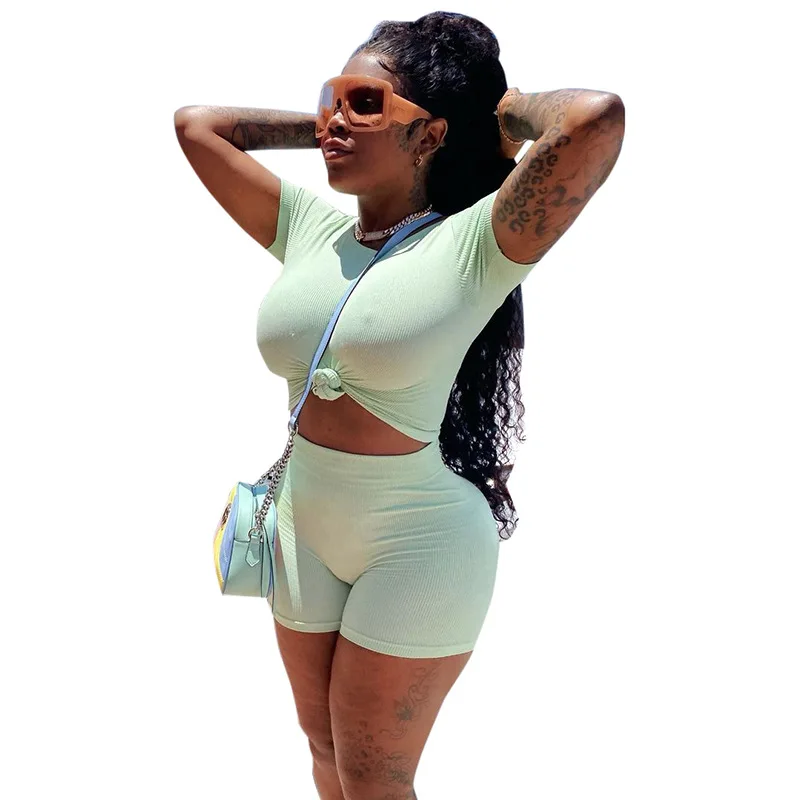 Wholesale Fashion Women'S Summer New Solid Color Round Neck Short-Sleeved T-Shirt Slim Sports Two Piece Jogger Short Sets
Wholesale Fashion Women'S Summer New Solid Color Round Neck Short-Sleeved T-Shirt Slim Sports Two Piece Jogger Short Sets