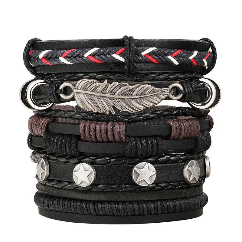 Men Fashion Jewelry Leather Bracelets Handmade Vintage Wristband Bracelet Punk Rope Wrap Multi-layer Bracelets & Bangles G088-1
Men Fashion Jewelry Leather Bracelets Handmade Vintage Wristband Bracelet Punk Rope Wrap Multi-layer Bracelets & Bangles G088-1