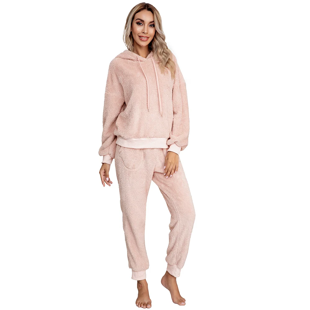 Autumn Winter Customized LOGO New Double Face Velvet Hooded Sweater Home Wear Casual Women's Fashion Solid Color Pajamas Set, As show
Autumn Winter Customized LOGO New Double Face Velvet Hooded Sweater Home Wear Casual Women's Fashion Solid Color Pajamas Set, As show