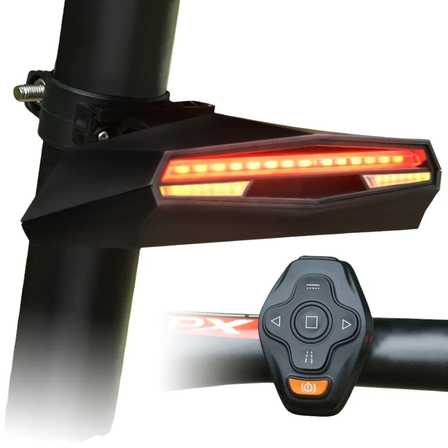 2021 new design intelligent remote control bike light safety turn signal light bicycle tail light, Black
2021 new design intelligent remote control bike light safety turn signal light bicycle tail light, Black
