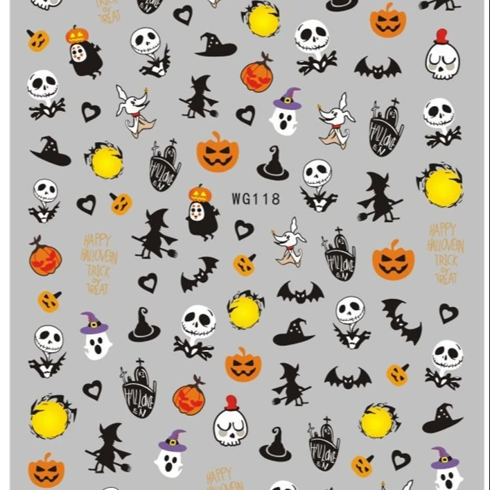 Paso Sico WG Series WG118-122 Halloween Pumpkin Spooky Skulls Cartoon Nail Art Stickers Wraps for Nail Art Decoration
Paso Sico WG Series WG118-122 Halloween Pumpkin Spooky Skulls Cartoon Nail Art Stickers Wraps for Nail Art Decoration
